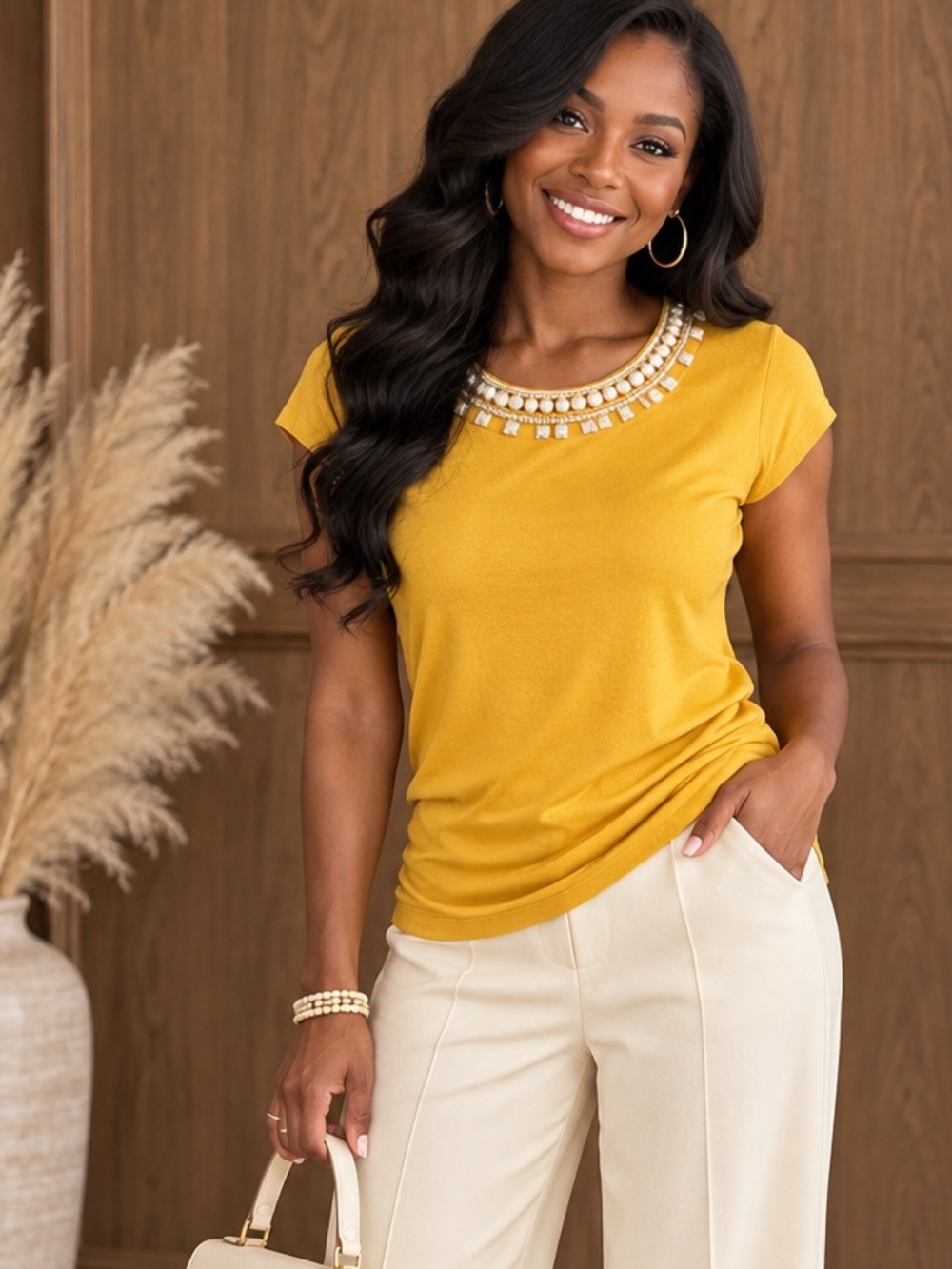 Available by Angela Fashion Mustard Top